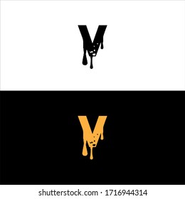 V letter logo design on black and white background