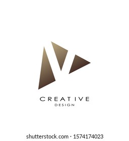 V  Letter logo design.  Simple  design concept triangle shape,  with hidden letter V logo for initial, business identity.