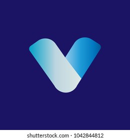 V Letter Logo Design Template. Vector illustration on a dark blue background
