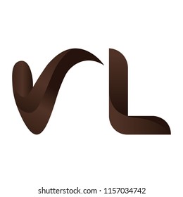 V Letter Logo Design Template with brown Colors 