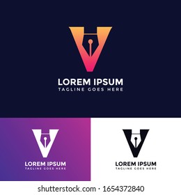 V letter logo design template.