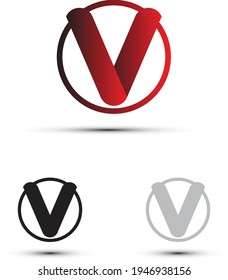 Plantilla de diseño de logotipo de letra V en contorno circular