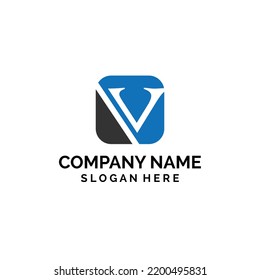 Plantilla de diseño de logotipo de carta V 