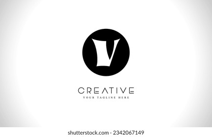 Plantilla de diseño de logotipo de letra V con forma de círculo
