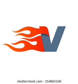 V letter logo design template. Fast fire speed vector unusual letter. Vector design template elements for your application or company.