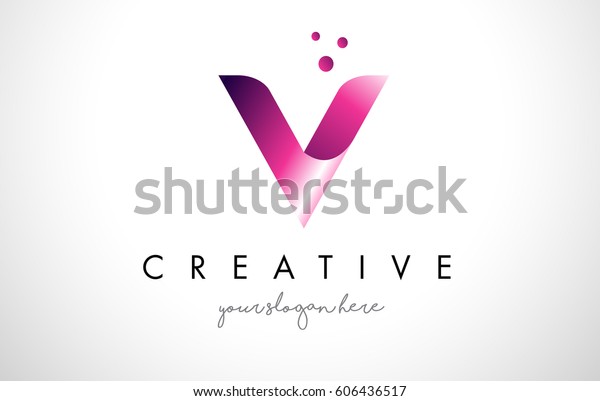 V Letter Logo Design Template Purple Stock Vector (Royalty Free) 606436517