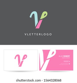 V letter logo design vector with Business card template