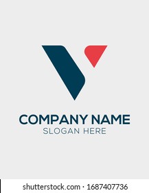 V letter logo divided in two