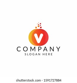 V letter Logo With Dots. V Icon Design with Bubbles. illustration of Initial letter V