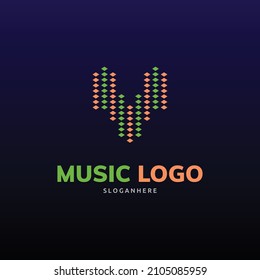 V letter logo, V equalizer logo, V letter logo