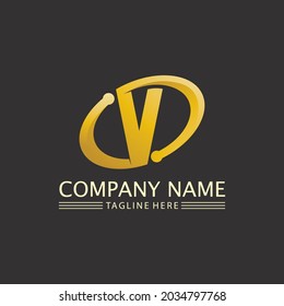 V Letra y V Tipo de letra de logotipo Plantilla de icono de vector negocios 