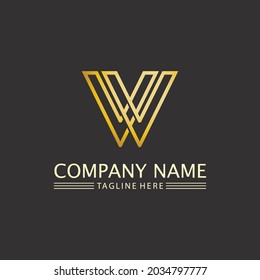 V Letra y V Tipo de letra de logotipo Plantilla de icono de vector negocios 