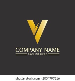 V Letra y V Tipo de letra de logotipo Plantilla de icono de vector negocios 
