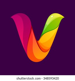 V letter logo formed by twisted lines. Font style, vector design template elements for your application or corporate identity.