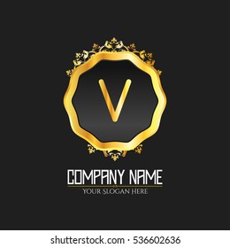 V Letter logo, Golden Monogram design elements, line art logo. Beautiful Boutique Logo Designs, Business sign, Restaurant, Royalty, Cafe, Hotel, Heraldic, Jewelry, Fashion, Wine. Vector illustration


