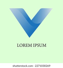 V letter logo with gradient blue design vector