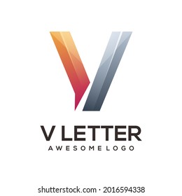 Ilustración colorida del logotipo de la letra V