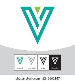 V Letter Logo. Green. - Vector