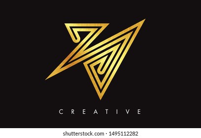 V Letter Logo Icon Design in Golden Colors Texture. V Gold Logo Modern Monogram Vector Illustration.