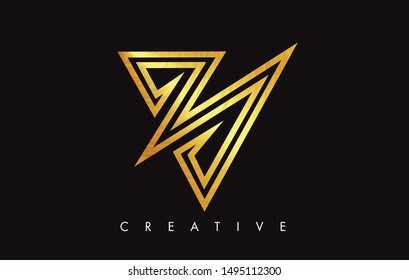 V Letter Logo Icon Design in Golden Colors Texture. V Gold Logo Modern Monogram Vector Illustration.