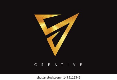 V Letter Logo Icon Design in Golden Colors Texture. V Gold Logo Modern Monogram Vector Illustration.