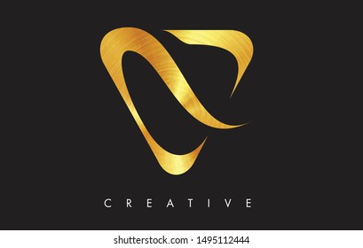 V Letter Logo Icon Design in Golden Colors Texture. V Gold Logo Modern Monogram Vector Illustration.