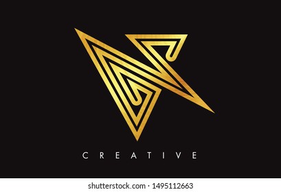 V Letter Logo Icon Design in Golden Colors Texture. V Gold Logo Modern Monogram Vector Illustration.