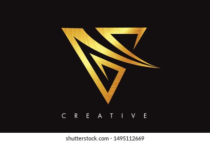 V Letter Logo Icon Design in Golden Colors Texture. V Gold Logo Modern Monogram Vector Illustration.