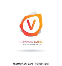 V Letter logo icon. Modern full color gradation design with unique shape for creative use. Vector illustration