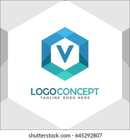 V Letter Logo Icon Mosaic Pattern Design template Element
