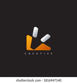 V Letter Logo Illustration Template. Abstract techno with negative space style.