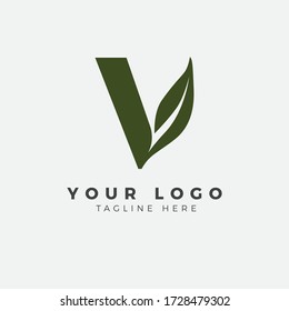 V Letter LOGO with leaf negative space logo simple and MODERN logo