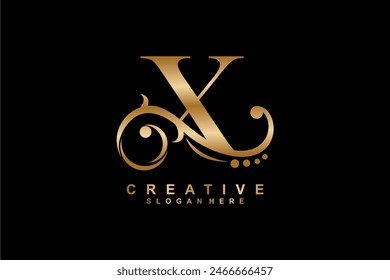 V letter logo with luxury gold floral ornament. V monogram logo, V typography. suitable for business logos, companies, beauty, fashion, boutiques, etc