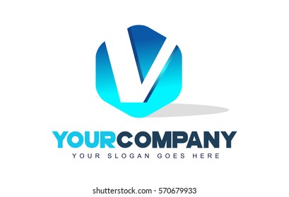 v Letter Logo. Modern Hexagon Logo Shape Design Vector.