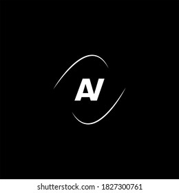 A V letter logo monochrome design on black color background