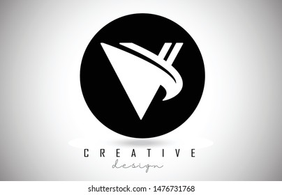 V Letter Logo Monogram Design. Creative V Letter Icon with Black Lines Vector Illustration.
