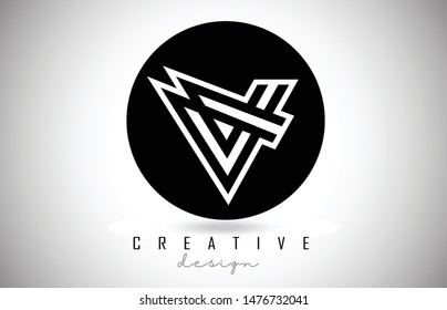 V Letter Logo Monogram Design. Creative V Letter Icon with Black Lines Vector Illustration.
