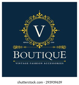 v Letter logo, Monogram design elements, line art logo design. Beautiful Boutique Logo Designs, Business sign, Restaurant, Royalty, Cafe, Hotel, Heraldic, Jewelry, Fashion, Wine. Vector illustration