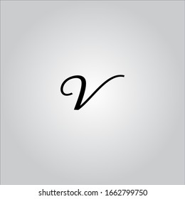 V letter logo with nice white background.Script font letter logo.Script icon design.