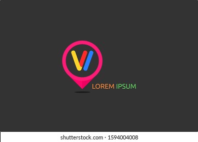 v letter logo. point vector logo.