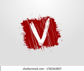 Logo de la letra V en el elemento Grunge de la Plaza Roja. Plantilla de diseño del logotipo Retro Rusty Square.