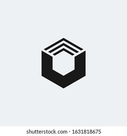 V letter logo with roof concept in hexagon shape.