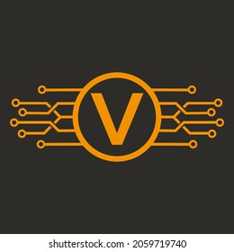 Letra V Logotipo con icono de plantilla de vector de color de forma redonda