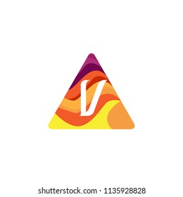 V Letter Logo With Rounded Triangle Background