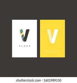 V letter logo scratch design letter with Business card template