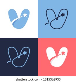Conjunto de logotipos de letras V que consiste en la cola del cometa y el icono de estrella de espacio negativo. Perfecto para publicidad de empresa de energía, señas premium, identidad de éxito, etc.