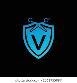 V letter Logo with Shield, V shield logo design template