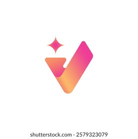 v letter logo with spark - victory logo - modern v letter logo