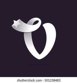 V letter logo with star. Vector vintage elements for posters, t-shirts and cards.