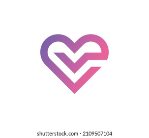 V letter logo symbol Beautiful Vector Love Heart Logo Design